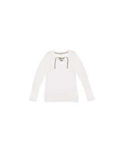 LAT LA3538 - LAT Ladies' Long Sleeve Lace-Up Fine Jersey Tee Vintage Royal/ White