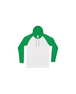 LAT LA6917 - LAT Men's Hooded Raglan Long Sleeve Fine Jersey Tee Blended Wht/ Vn Heather/ White