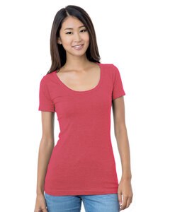 Bayside BA3405 - Youth Wide Scoop Neck T-Shirt Heather Red