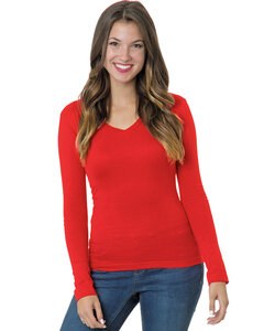 Bayside BA3415 - Youth Long-Sleeve V-Neck T-Shirt Red