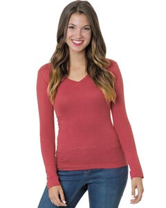 Bayside BA3415 - Youth Long-Sleeve V-Neck T-Shirt Heather Red