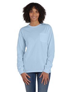ComfortWash by Hanes GDH250 - Unisex Garment-Dyed Long-Sleeve T-Shirt with Pocket Soothing Blue