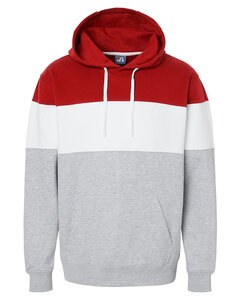 J. America 8644JA - Men's Varsity Pullover Hooded Sweatshirt Red/Oxford