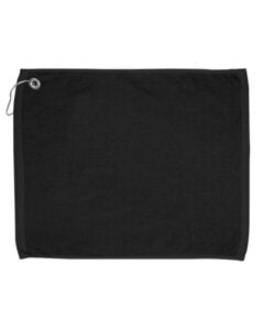 Carmel Towel Company C1625GH - Golf Towel with Grommet and Hook Black