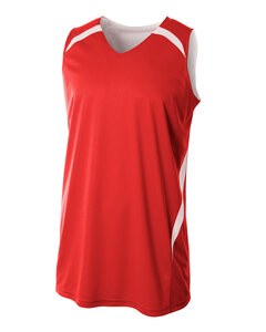 A4 N2372 - Adult Performance Double Reversible Basketball Jersey Scarlet/White