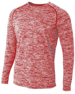 A4 N3305 - Adult Space Dye Long Sleeve Raglan T-Shirt Scarlet