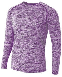 A4 N3305 - Adult Space Dye Long Sleeve Raglan T-Shirt Purple