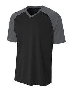 A4 N3373 - Adult Polyester V-Neck Strike Jersey with Contrast Sleeve