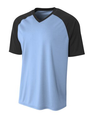 A4 N3373 - Adult Polyester V-Neck Strike Jersey with Contrast Sleeve