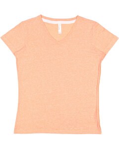 LAT 3591 - Ladies V-Neck Harborside Melange Jersey T-Shirt Papaya Melange