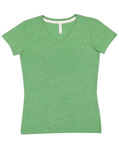 LAT 3591 - Ladies V-Neck Harborside Melange Jersey T-Shirt Green Melange