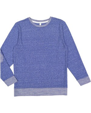 LAT 6965 - Adult Harborside Melange French Terry Crewneck with Elbow Patches