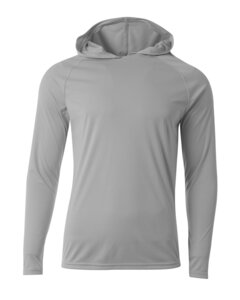 A4 N3409 - Men's Cooling Performance Long-Sleeve Hooded T-shirt Silver