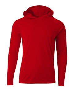A4 N3409 - Men's Cooling Performance Long-Sleeve Hooded T-shirt Scarlet