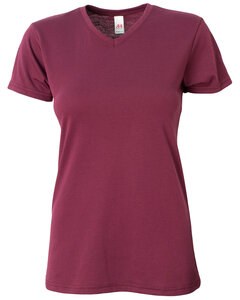 A4 NW3013 - Ladies Softek V-Neck T-Shirt Maroon