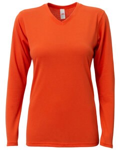 A4 NW3029 - Ladies Long-Sleeve Softek V-Neck T-Shirt Athletic Orange