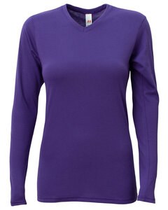 A4 NW3029 - Ladies Long-Sleeve Softek V-Neck T-Shirt Purple