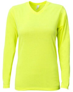 A4 NW3029 - Ladies Long-Sleeve Softek V-Neck T-Shirt Safety Yellow