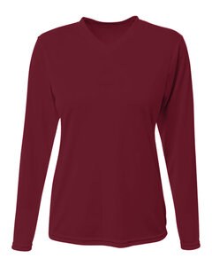 A4 NW3425 - Ladies Long-Sleeve Sprint V-Neck T-Shirt Maroon