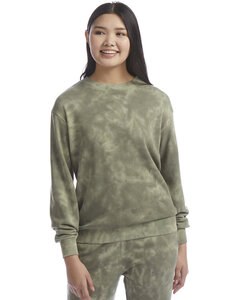 Alternative Apparel 9903ZT - Ladies Washed Terry Throwback Pullover Sweatshirt Olive Ton Tie Dy