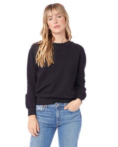 Alternative Apparel 9903ZT - Ladies Washed Terry Throwback Pullover Sweatshirt Black