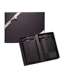 Leeman LG-9331 - Tuscany Duo-Textured Luggage Tags Gift Set Black